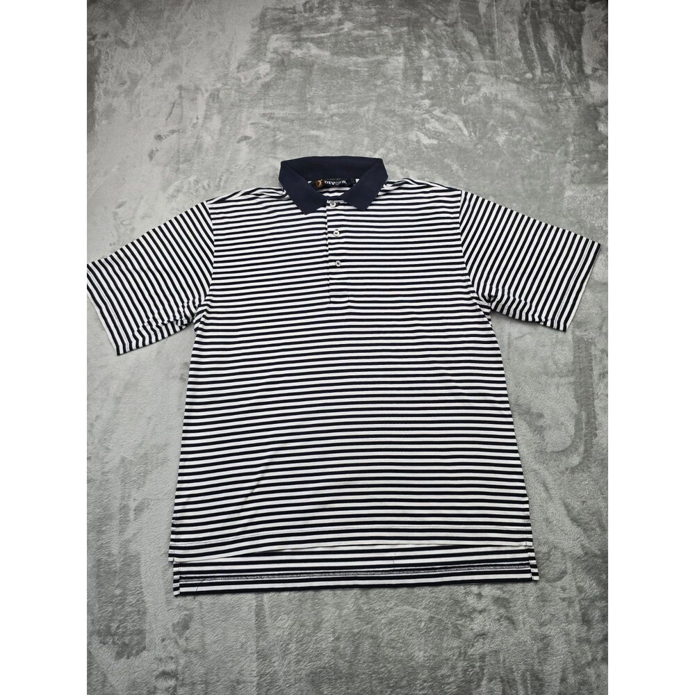 Divots Players Edition Men L Golf Polo Shirt Striped 100% Pima Cotton Northwoods